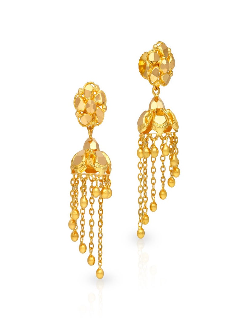 Malabar Gold and Diamonds 22 Karat 916 Purity Jhumki Style Screw Nut Earring for Women FLER001 - Image 1