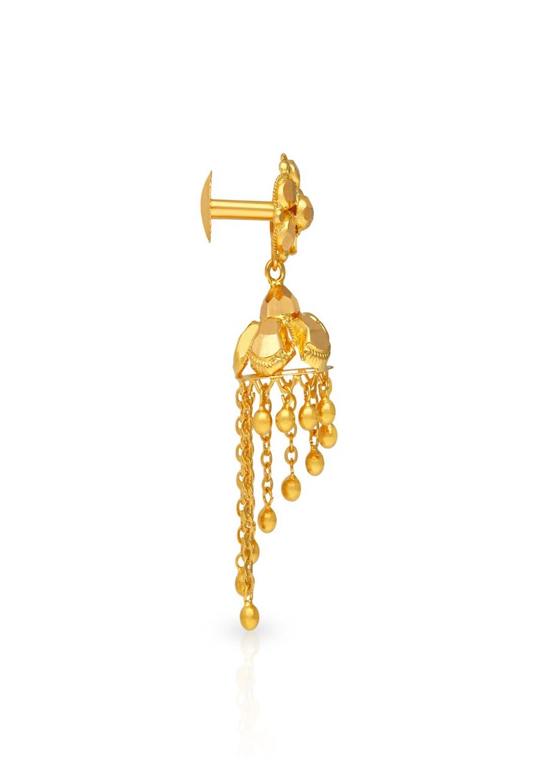 Malabar Gold and Diamonds 22 Karat 916 Purity Jhumki Style Screw Nut Earring for Women FLER001 - Image 2