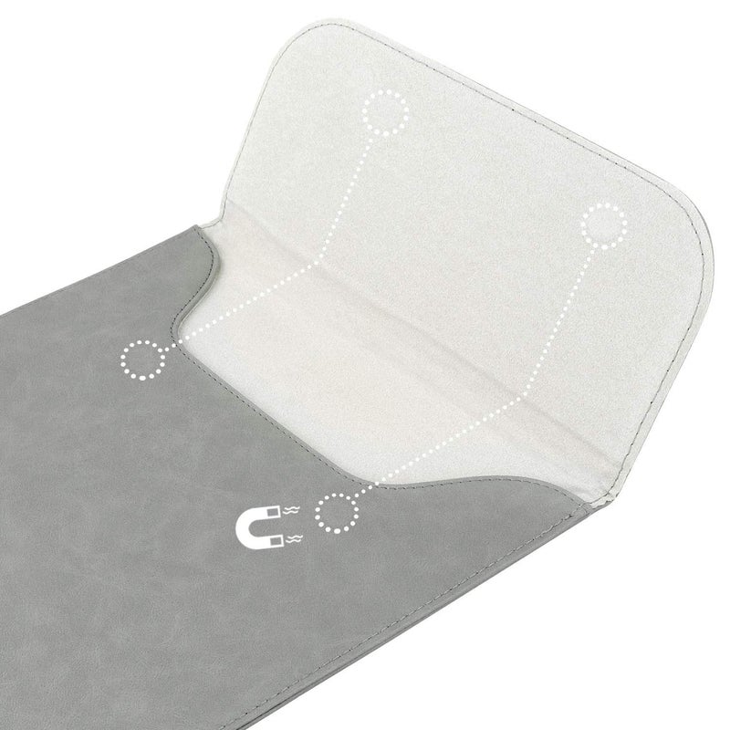 Allinside 11-12" Laptop Sleeve Compatible with MacBook Air 11 / MacBook 12, PU Leather Laptop Case, Gray - Image 4