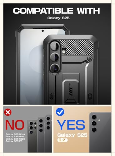 SUPCASE for Samsung Galaxy S25 Case with Stand Unicorn Beetle Pro 2 Front Frames Builtin Screen Protector BeltClip MilitaryGrade Protection Rugged Phone Case for Galaxy S25 62 Black - Image 3
