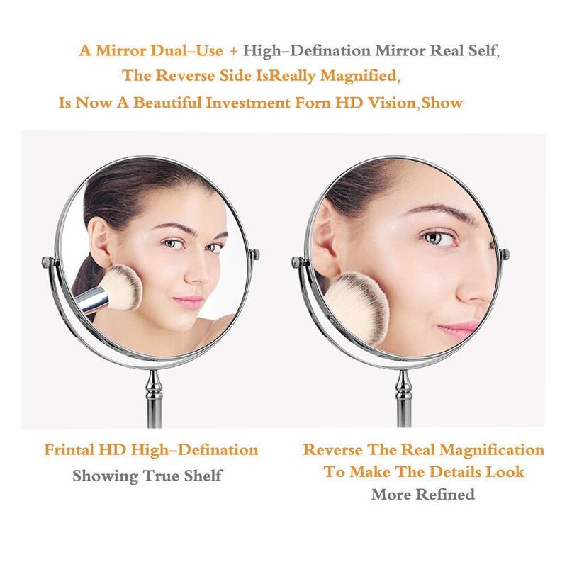 MEETDIP 360 Degree Rotating Double Sided Magnification Mirror with Stand for Makeup Shaving at Washroom Bathrrom Tabletop Vanity Mirror for Women Men 1psPlasticSilver - Image 5