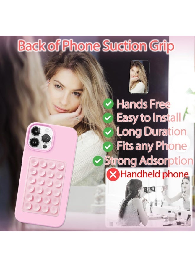2 Pack Silicone Suction Phone Case Mount, Silicon Adhesive Phone Stand Sticky for Cell Phone, Hands-Free Phone Accessories Holder for Selfies and Videos, Light Pink and White - Image 3