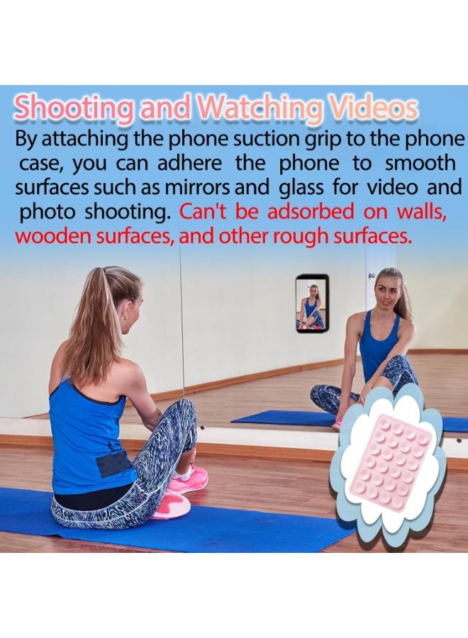 2 Pack Silicone Suction Phone Case Mount, Silicon Adhesive Phone Stand Sticky for Cell Phone, Hands-Free Phone Accessories Holder for Selfies and Videos, Light Pink and White - Image 4