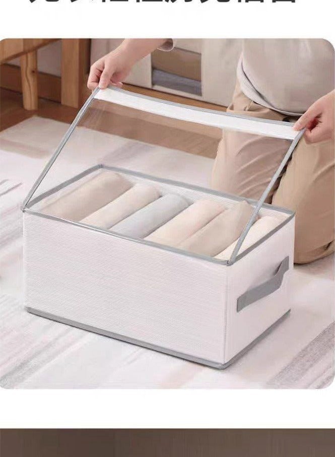 Oxford clothes and trousers organizer with transparent cover, 9 compartments, foldable - Image 1
