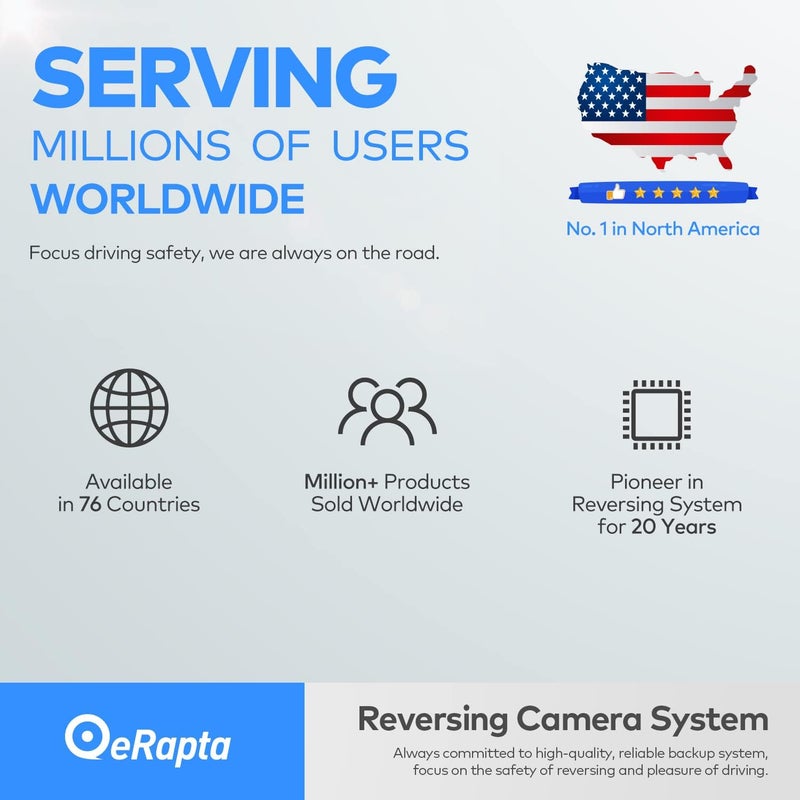 eRapta ERT01 HD Backup Camera Rear View License Plate Reverse Camera Universal for Pickup Truck Car SUV 149 Degree Perfect Angle Night Vision IP69K Level Waterproof - Image 2