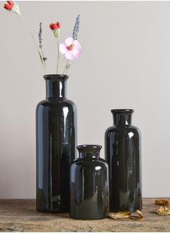 HALAMODO 3 Piece Set Modern Retro Ceramic Vase Crack Glaze Black Ceramic Vase Set Decoration For Living Room  - Image 5