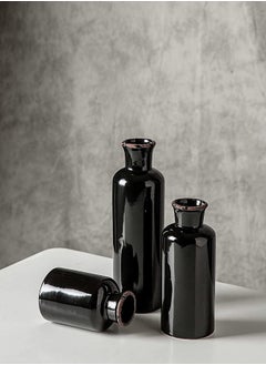 HALAMODO 3 Piece Set Modern Retro Ceramic Vase Crack Glaze Black Ceramic Vase Set Decoration For Living Room  - Image 2