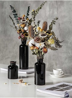 HALAMODO 3 Piece Set Modern Retro Ceramic Vase Crack Glaze Black Ceramic Vase Set Decoration For Living Room  - Image 3
