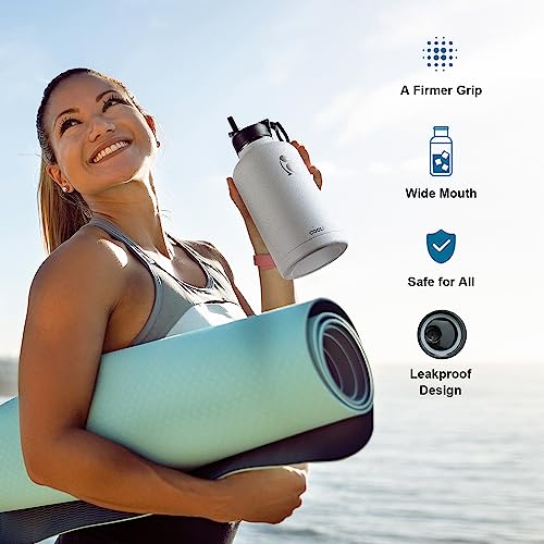 Coolflask Half Gallon Water Bottle Insulated with Straw&3 Lids, Coolflask 64 oz Water Jug Galaxy Large Metal Stainless Steel flask for Gym, Sports and Office, Keep Cold 48H Hot 24H, Arctic White - Image 5