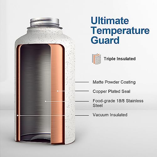 Coolflask Half Gallon Water Bottle Insulated with Straw&3 Lids, Coolflask 64 oz Water Jug Galaxy Large Metal Stainless Steel flask for Gym, Sports and Office, Keep Cold 48H Hot 24H, Arctic White - Image 3