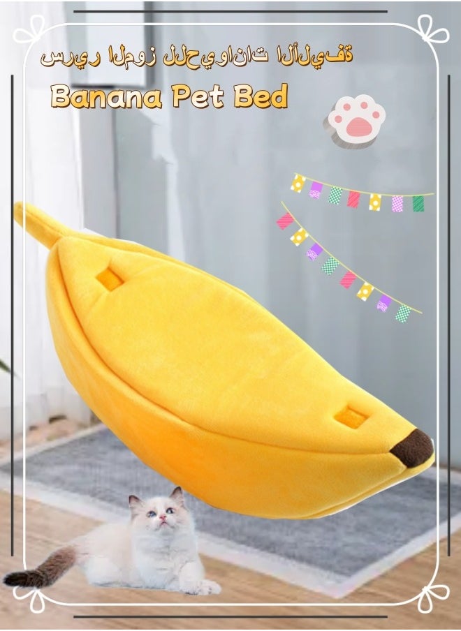 Generic - Banana Cat Bed Large Pet Bed Soft And Warm Cat Bed Universal For All Seasons Warm In Winter Washable Cute Pet Supplies Suitable For Pets Weighing 0-10 Catties - Image 1