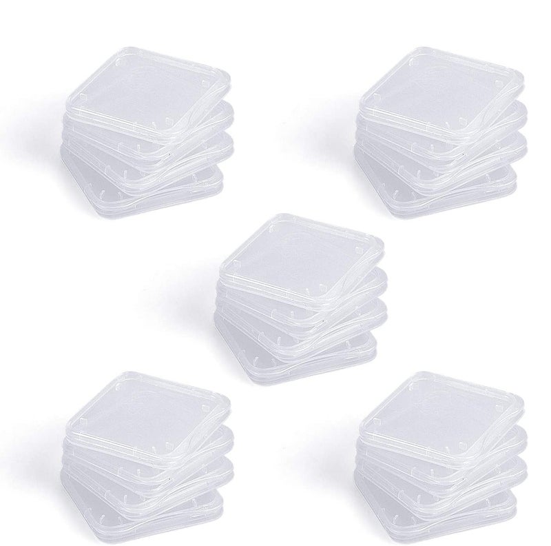 wovte SD Card Holder, WOVTE Plastic SD MMC SDHC PRO Duo Memory Card case Holder Jewelery Case Transparent White Pack of 20 - Image 1