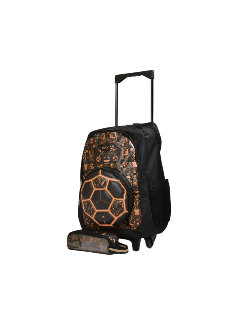 Track School 18 Inch Trolley Bag AS026 | Football Design Rolling School Bag with Pencil Case | Kids Trolley Backpack - Image 5