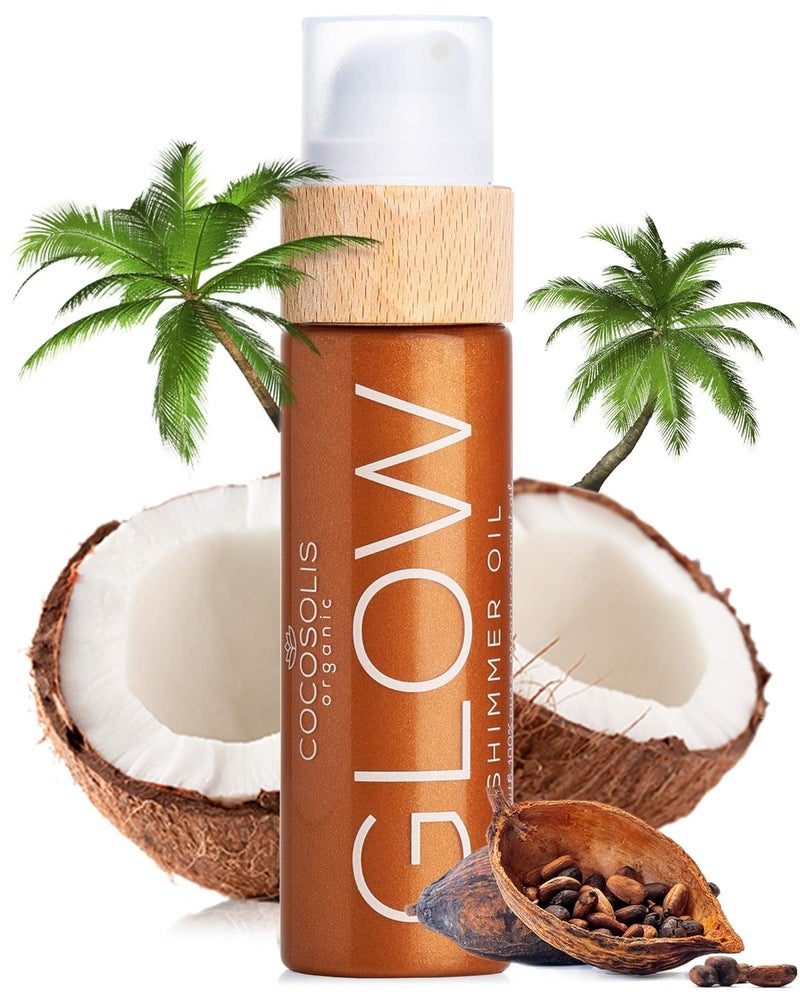 COCOSOLIS GLOW Shimmer Oil  Illuminizing Natural Dry Oil With Shiny Particles  Leaves The Skin Glowing  Enhances a Golden Tan  Gives a Luxurious Feel to Your Skin  110ml