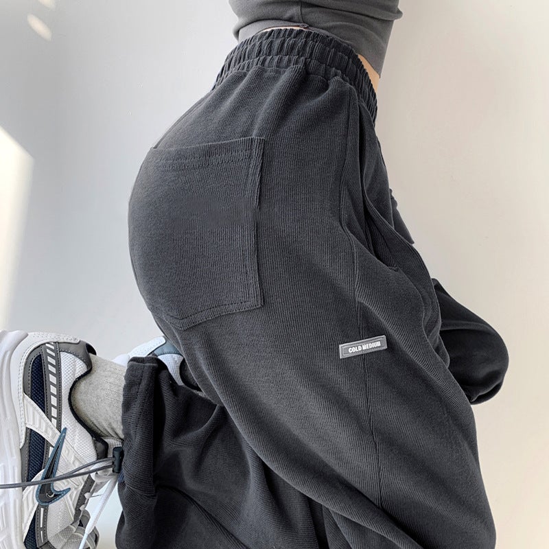 2024 Spring Summer High Waist Loose Joggers for Women Dark gray - Image 3