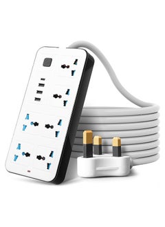 GKK Electric Extension Power Strip, Universal Extension Cord with 6 Power Socket and 3 USB Slots, 2 meter 6 Way Power Strip with USB type C PD Charging slot Extension Lead 2 meter  - Image 1