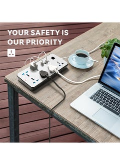 GKK Electric Extension Power Strip, Universal Extension Cord with 6 Power Socket and 3 USB Slots, 2 meter 6 Way Power Strip with USB type C PD Charging slot Extension Lead 2 meter  - Image 5