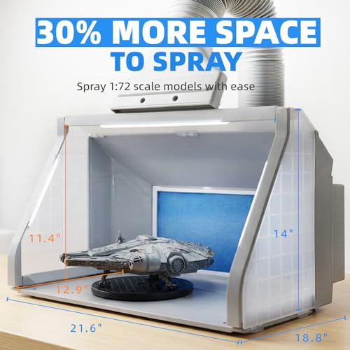 OPHIR Airbrush Paint Booth with Dual Fans, Airbrush Spray Booth for Painting, Portable Paint Spray Booth for Airbrushing with 3 LED Lights & Exhaust Hose, for Model, Hobby, Crafts, Cake, T-Shirt - Image 3