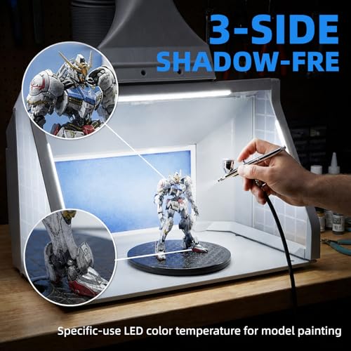 OPHIR Airbrush Paint Booth with Dual Fans, Airbrush Spray Booth for Painting, Portable Paint Spray Booth for Airbrushing with 3 LED Lights & Exhaust Hose, for Model, Hobby, Crafts, Cake, T-Shirt - Image 4
