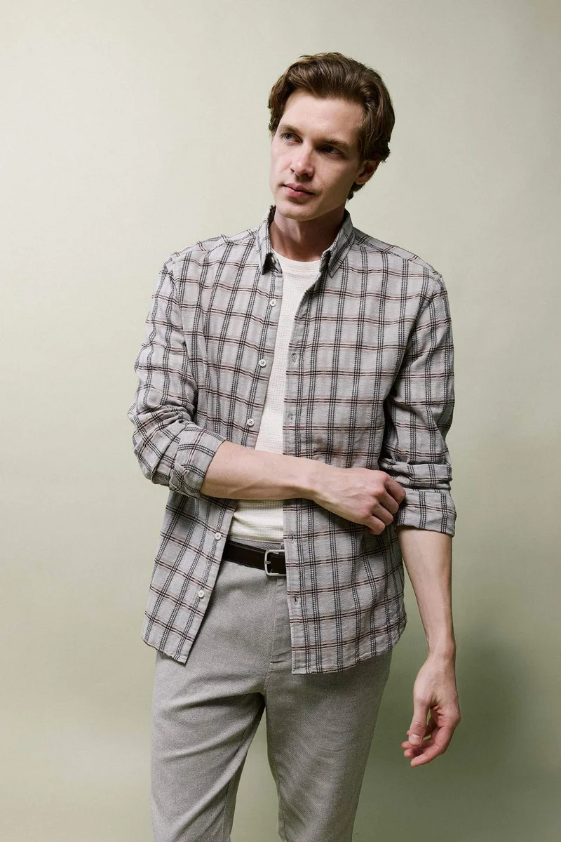 ديفاكتو Regular Fit Long-sleeve flannel Shirt
