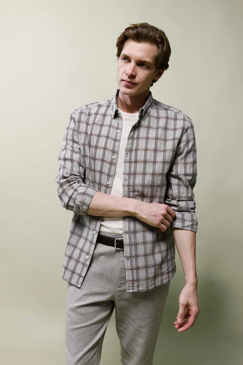 ديفاكتو Regular Fit Long-sleeve flannel Shirt