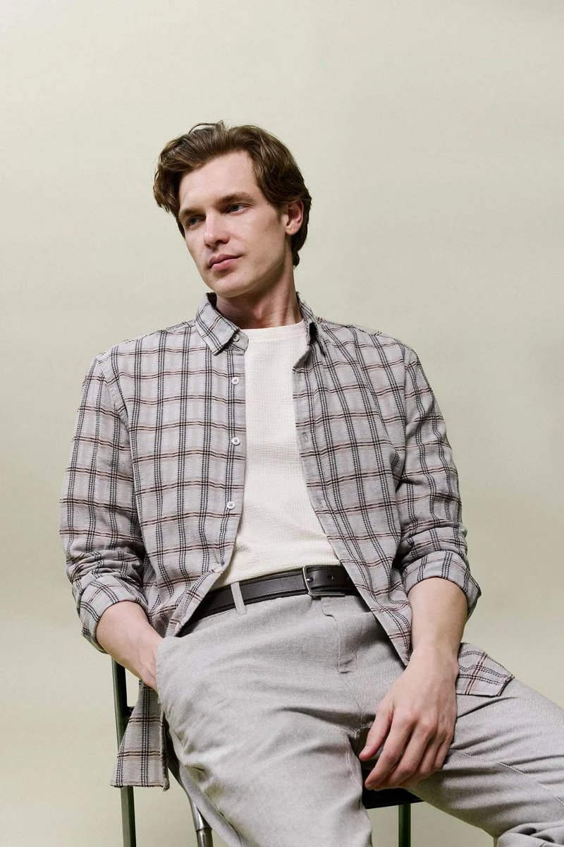 ديفاكتو Regular Fit Long-sleeve flannel Shirt