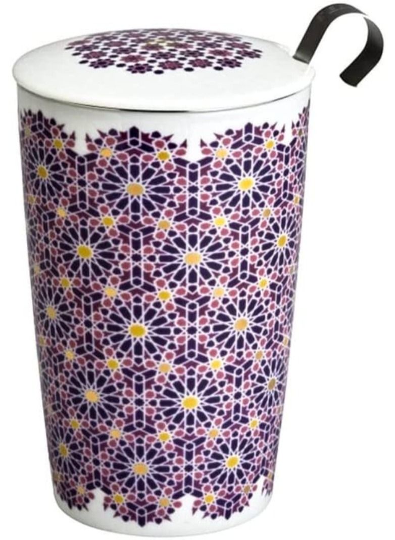 Tealand Heat Resistant Double-wall Porcelain Teaeve "Andalusia" Teacup with Infuser and Lid for Steeping Loose Leaf Tea (0.35L) - Image 1