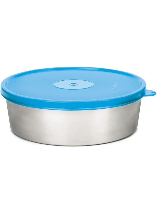 Signoraware Classic Stainless Steel food storage Container with easy to remov, 600 ml, Bluee tight-sealed lid - Image 1