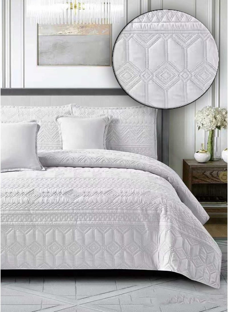 ميرال مفرش سرير نفرين سادة مضغوط – 6 قطع – لحاف محبوك 220×240 سم مع شرشف مغاط 200×200×30 سم - Image 3