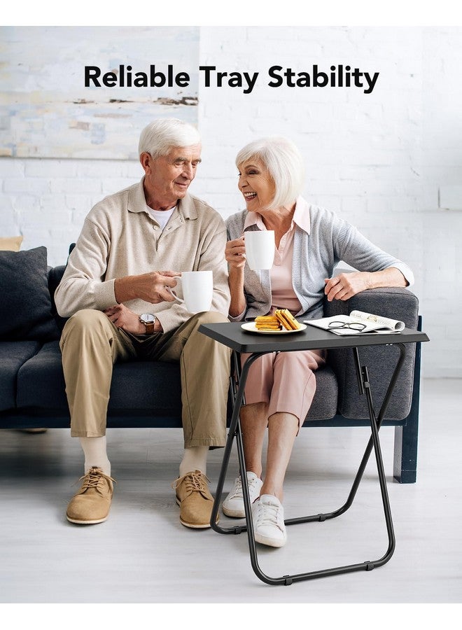 HUANUO Folding TV Tray Table -Stable Tray Table with No Assembly Required, TV Dinner Tray for Eating, Foldable Snack Tables for Bed & Sofa (Black) - Image 2