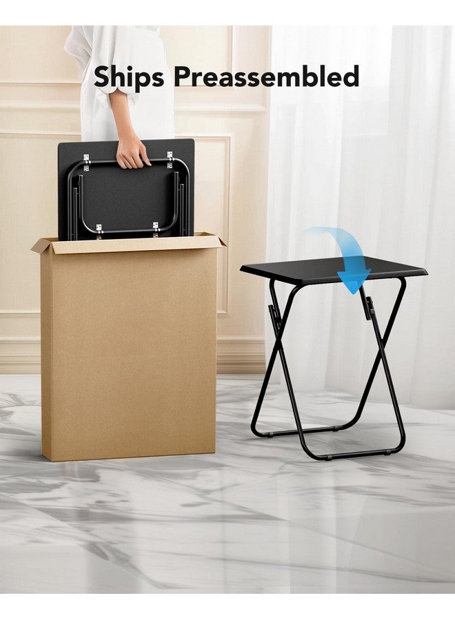HUANUO Folding TV Tray Table -Stable Tray Table with No Assembly Required, TV Dinner Tray for Eating, Foldable Snack Tables for Bed & Sofa (Black) - Image 4