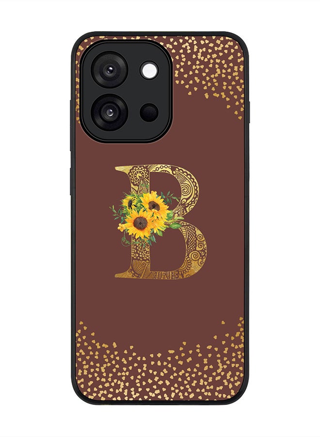 Stylizedd For OnePlus 13s / 13T Case,Slim fit Camera Protection, Shockproof Thin Phone cover  - Custom Floral Monogram - B  (Brown )