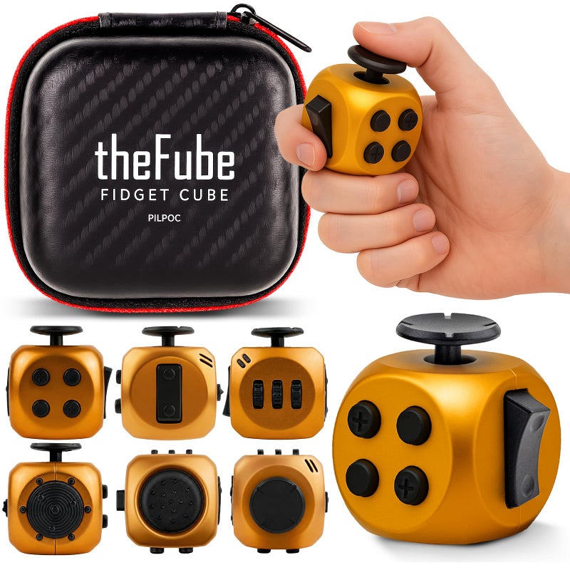 PILPOC theFube Fidget Cube 6Sided Stress Relief Infinity Cube for Adults Kids Boosts Concentration Mindfulness Aid Silent Audible Modes Includes Carry Case for Portability Quantum Rose - Image 2