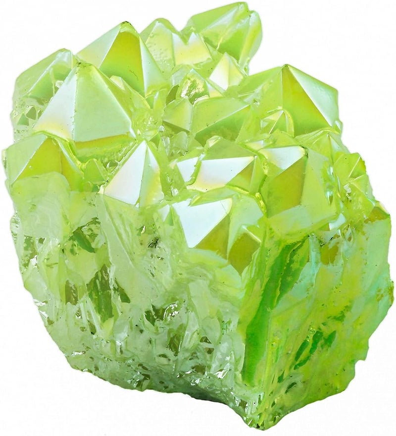 rockcloud Healing Crystal Natural Titanium Coated Fluorescein Rock Quartz Cluster Geode Druzy Home Decoration Gemstone Specimen - Image 1