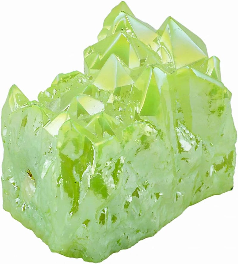 rockcloud Healing Crystal Natural Titanium Coated Fluorescein Rock Quartz Cluster Geode Druzy Home Decoration Gemstone Specimen - Image 2