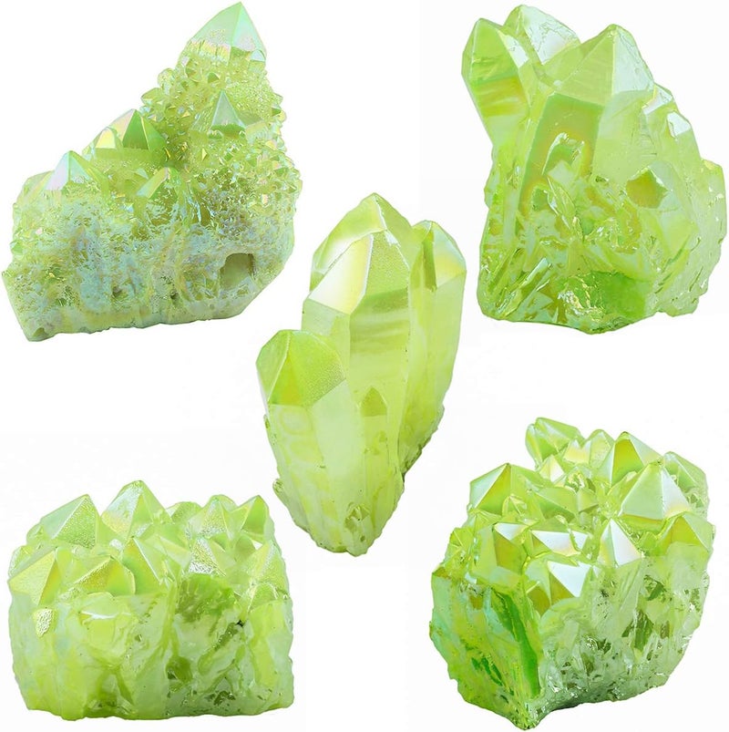 rockcloud Healing Crystal Natural Titanium Coated Fluorescein Rock Quartz Cluster Geode Druzy Home Decoration Gemstone Specimen - Image 3