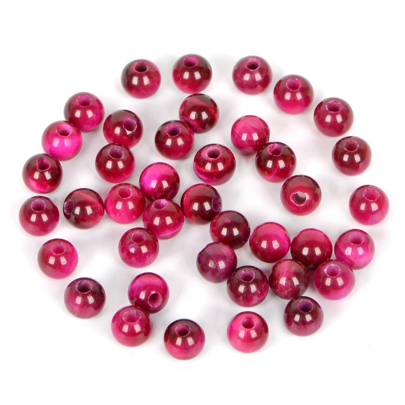 AD Beads Natural Gemstone 8mm Round Loose Beads Big Hole 25mm Sized 40pcs Rose red Tigers Eye - Image 3