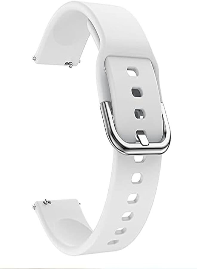 OR Silicone Metal Buckle Sport Strap (Size - 22, White)