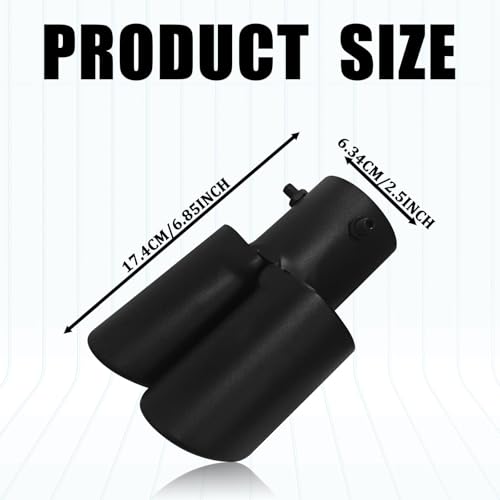 Eponcia Dual Exhaust Tip 2.5" Inlet, Escapes Deportivos Para Carro, Car Exhaust Tip Pipe Double Outlet Straight Muffler Tailpipe Tips with Screw, Bolt-on Exhausts Pipe Modification Accessories(Black) - Image 2