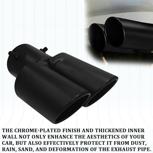 Eponcia Dual Exhaust Tip 2.5" Inlet, Escapes Deportivos Para Carro, Car Exhaust Tip Pipe Double Outlet Straight Muffler Tailpipe Tips with Screw, Bolt-on Exhausts Pipe Modification Accessories(Black) - Image 3