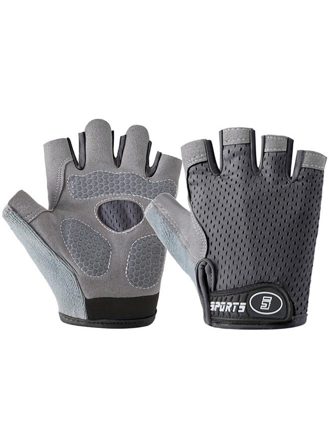 YelaJoy Kids Fingerless Cycling Gloves, Non-Slip Shock Absorbing Half Finger Sports Gloves, Breathable Lightweight Bike Gloves for Boys & Girls, Ideal for Biking, Fishing, Skating and Climbing (Grey) - Image 1