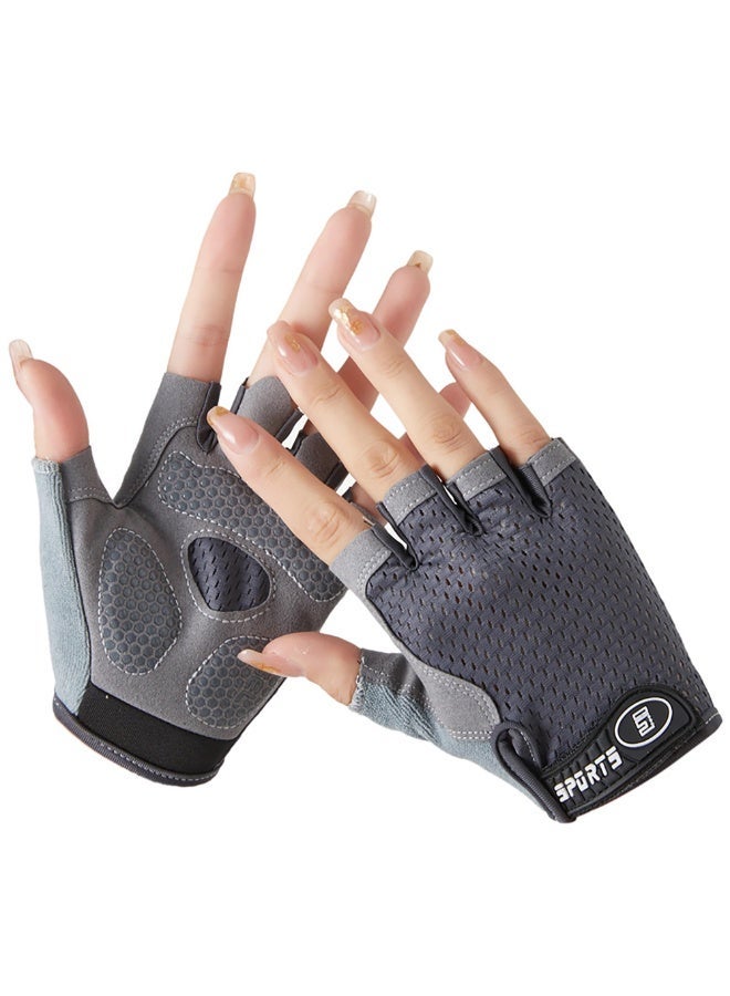 YelaJoy Kids Fingerless Cycling Gloves, Non-Slip Shock Absorbing Half Finger Sports Gloves, Breathable Lightweight Bike Gloves for Boys & Girls, Ideal for Biking, Fishing, Skating and Climbing (Grey) - Image 3