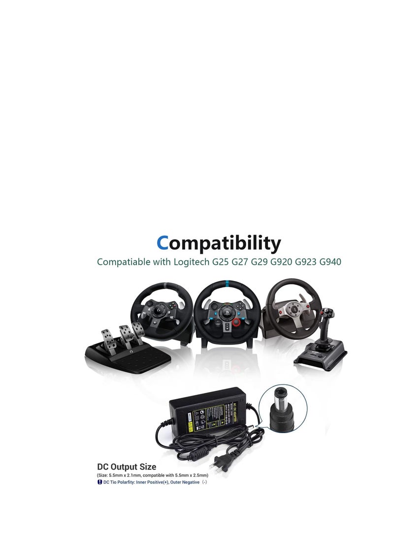 Terabyte 24V AC/DC Adapter Compatible with Logitech G25 G27 G29 G920 190211-0010 G940 PS3 Xbox 360 Racing Wheel - Image 3