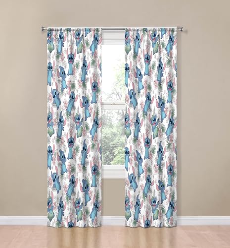 Jay Franco Window Curtains for Kids Bedroom 4Piece Drape Set with 2 Tiebacks Multi Lilo Stitch 42 W x 84 L Pack of 2 - Image 3
