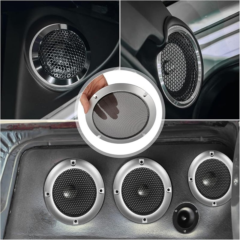 Unifizz 6.5 Inch Round Subwoofer Speaker Grille Cover Protective Guard Silver - Image 4