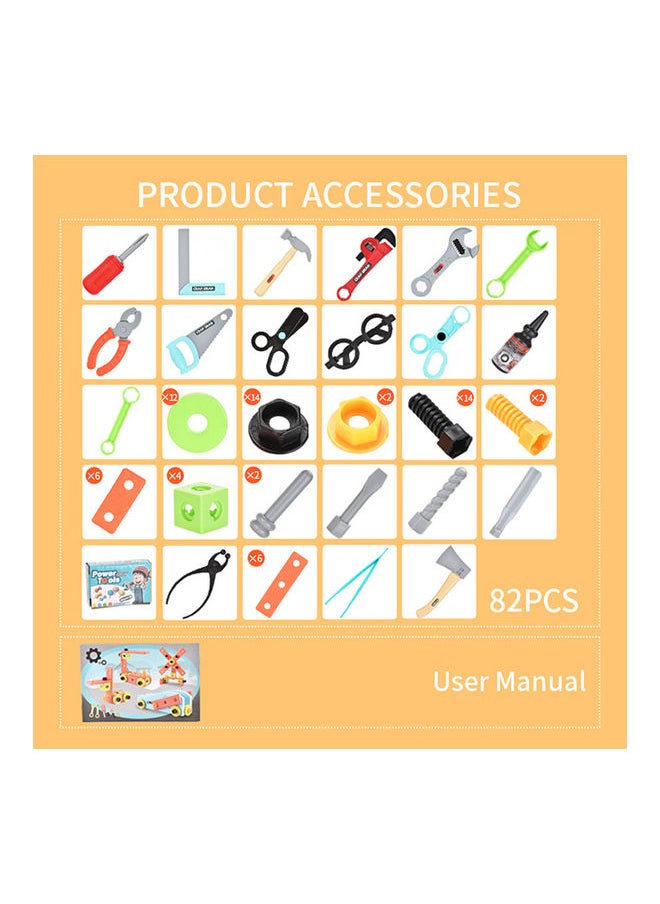 null - 82-Piece Building Assembling Tool Toy Set 21 x 21 x15cm - Image 1