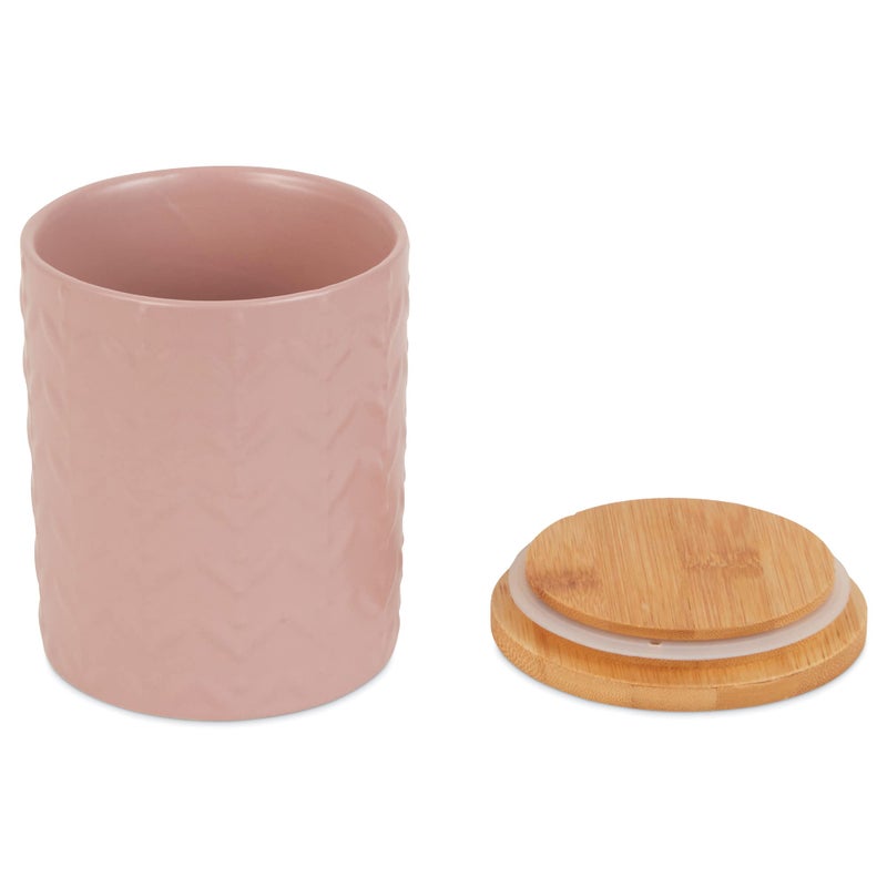 DII Kitchen Accessories Collection, Textured Matte Ceramic Canister Set, Pale Mauve, Vine, 3 Piece - Image 2
