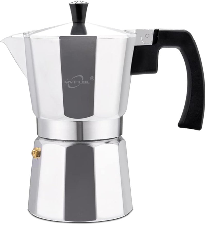 Classic Stovetop Espresso Maker 6 Cup ï¼ŒMoka Pot Aluminum Silverï¼ŒCuban Coffee Makerï¼Œ Make Delicious Coffee Easily at Home And Camping