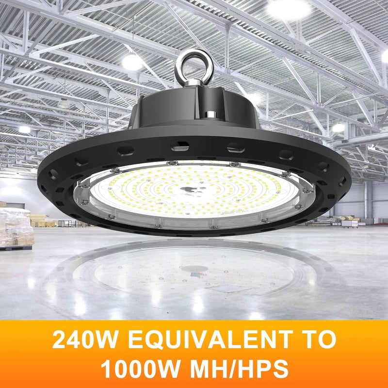 CHMLT 2Pack 150W UFO LED High Bay Light 22500LM 0-10V Dimmable Eqv.600W HPS/MH High Bay Led Shop Lights 5000K High Bay Led Lights for Shop Warehouse Factory - Image 2