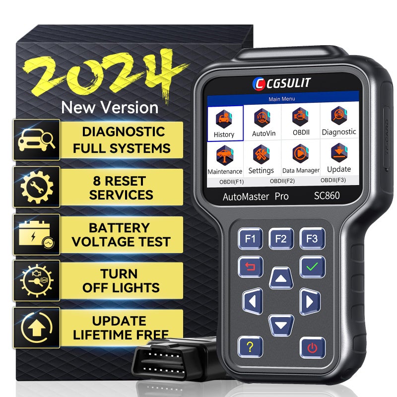 CGSULIT All System OBD2 Scanner SC860 Code Reader with 8 Services ABS BleedingEPBOilSASTPS Reset Battery Registration Injector Coding Car Scanner Diagnostic for All Cars Free Update